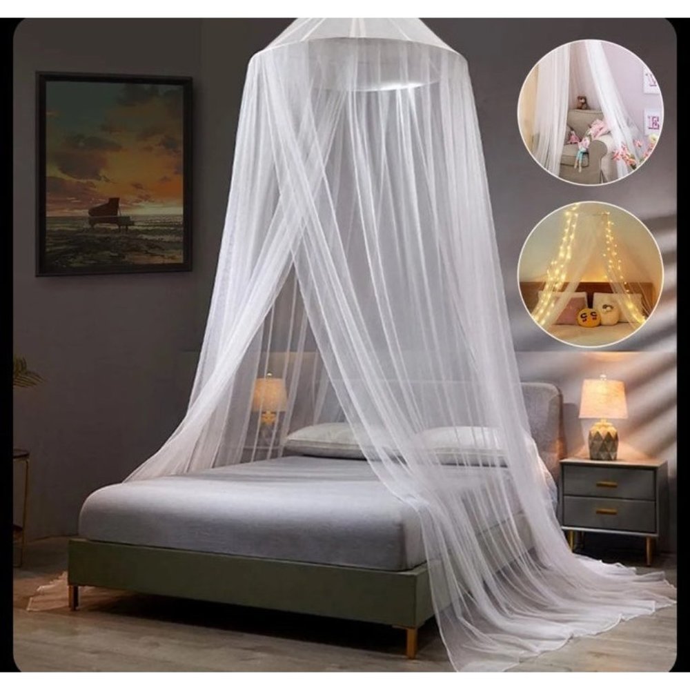 Sim canopy Casablanca Oasis Round Collapsible Hoop Sheer Bed white new
